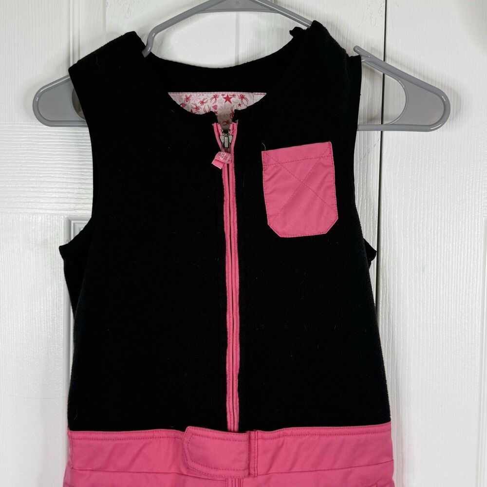 Spyder GIrls Bibs/Snow Pant Snowboard Ski Pink/Black Adjustable Size 8 1205